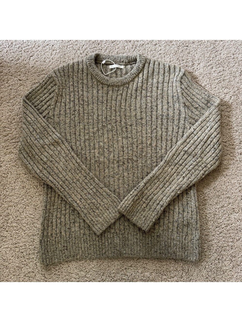 NWOT beige marled cable-knit crewneck sweater ZARA men’s size L